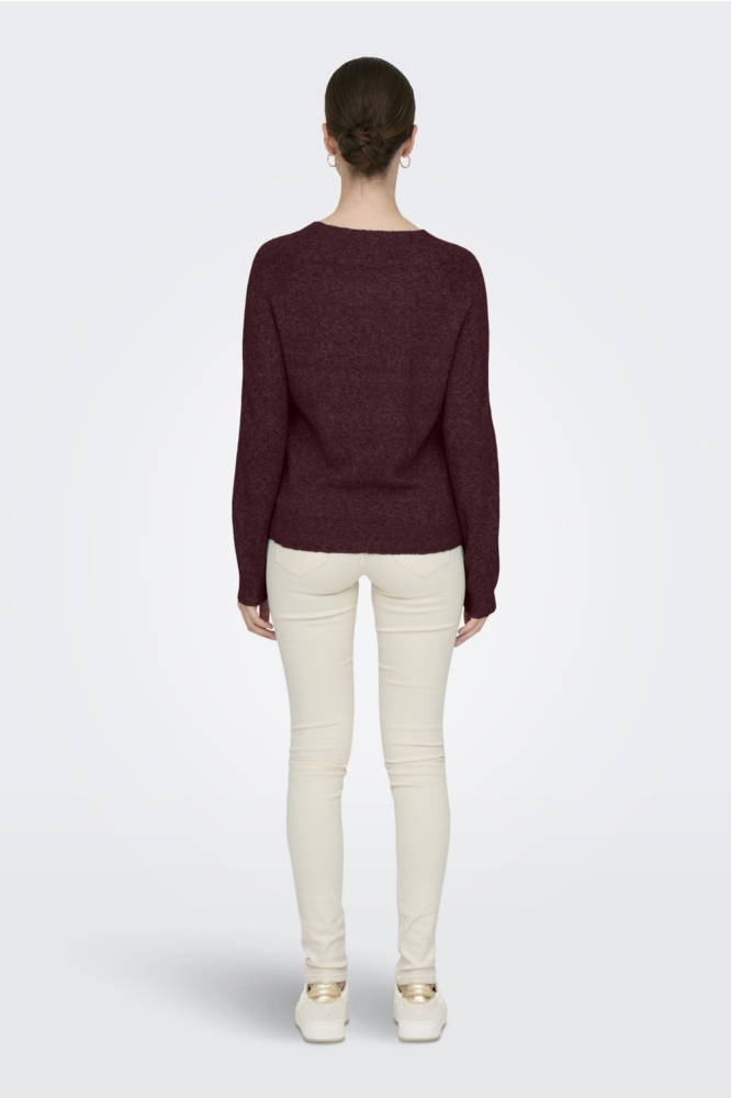 ONLRICA LIFE L/S PULLOVER KNT NOOS 15204279 ZINFANDEL/W. MELAMGE